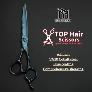 MURASAKI top-level Barber scissors，6.2 inch Professional VG10 cobalt steel hairdressing scissors， Ergonomic Grip barber tools