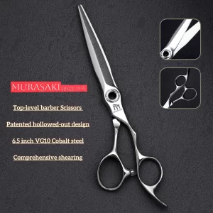 6.5 in Top-level hairdressing scissors，VG10 Cobalt steel Comprehensive shearing，Patented hollowed-out design hair cutting tool