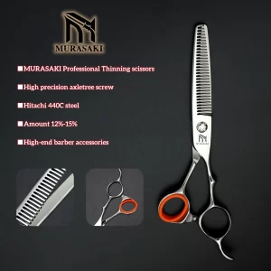 Professional hairdressing scissors，6.0 inches hair thinning shears，Japanese 440c steel barber accessories，hair cutting tools