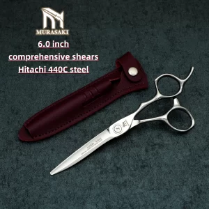MURASAKI Professional barber shears，Set of 6.0-6.6 inches Hair Cutting Scissors，Japanese 440C Steel Shears for Hairdressers