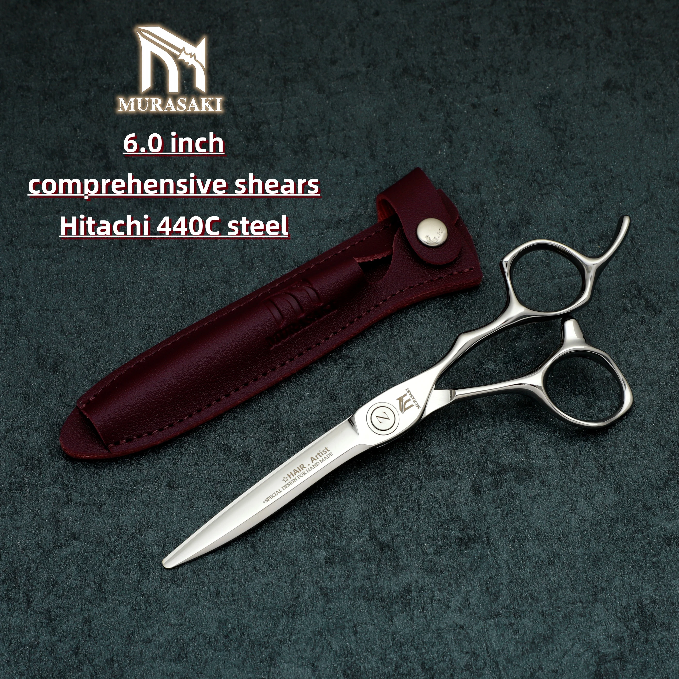 MURASAKI Professional barber shears,Set of 6.0-6.6 inches Hair Cutting Scissors,Japanese 440C Steel Shears for Hairdressers