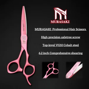 MURASAKI 6.2 inch hairdressing scissors，VG10 Cobalt steel barber scissors，Comprehensive shearing blade，Top-level barber tools