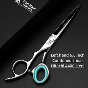 MURASAKI left hand barber scissors，Professional hair thinning scissors，Japan 440C steel hair cutting tools，Sharp and durable
