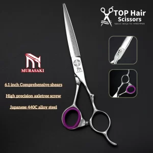 MURASAKI Professional hairdressing scissors，6.1-6.5-6.8 inch 440C barber shears，Ergonomic design handle hair cutting accessori