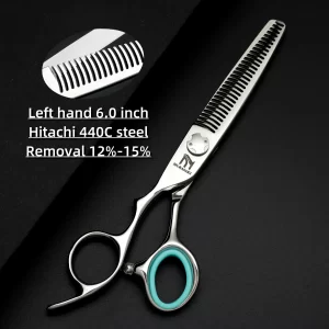 MURASAKI 6.0 icnh left hand scissors，Professional hair thinning shears，Hitachi 440C steel，Ergonomic Grip Hair cutting machine