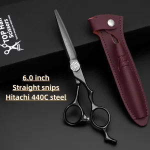 MURASAKI 6.0 inch Hair Cutting Scissors，Hitachi 440C steel Professional Texturizing Shears，Ergonomic Thinning Shears for Barbers