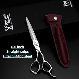 MURASAKI Professional Barber accessories，6.0-6.5 inch falt shears，Japan 440C steel hairdressing scissors，High-end barber tools