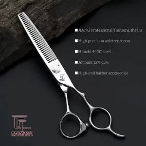 JIANG Professional barber scissors，6 inch hair thinning shears，Japan 440c steel barber accessories，High-end hair cutting machine