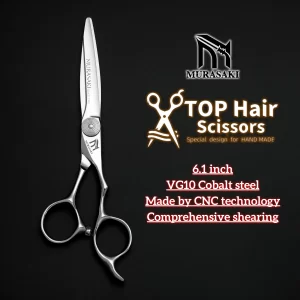 MURASAKI Professional hairdressing scissors，VG10 steel hair cutting scissors，Made by CNC technology，6.1-6.6 inch barber tools