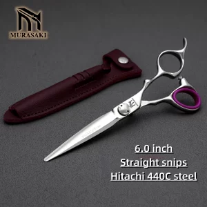 MURASAKI barber scissors，440C steel Professional hairdressing scissors，6.0-6.5-6.8 inch flat shears，High quality cutting tools