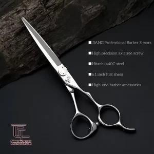 JIANG Professional hairdressing scissors，Set of 6.1-6.5-6.8 flat shears，Get a hair cut for man and woman，barber shop accessories