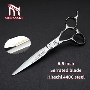MURASAKI Professional hairdressing scissors，6.5-6.8 inches Serrated blade scissors，High-end Japanese steel hair cutting machines